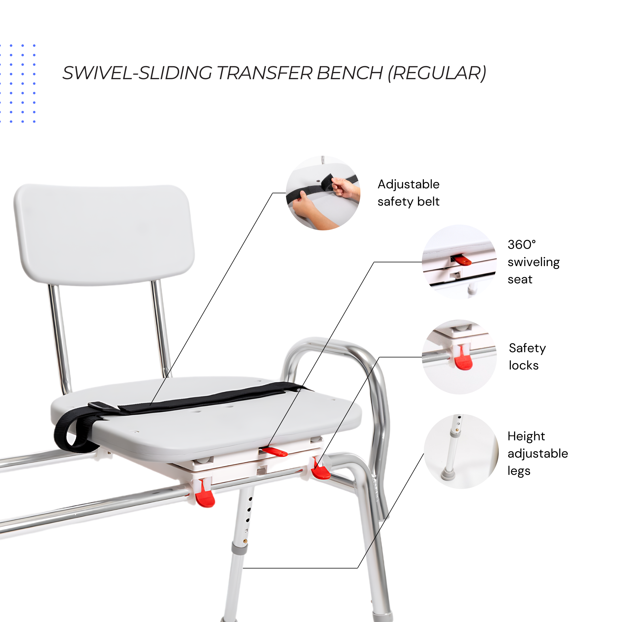 Eagle Health Supplies Sliding Tub Transfer Bench with Swivel Seat (77662)