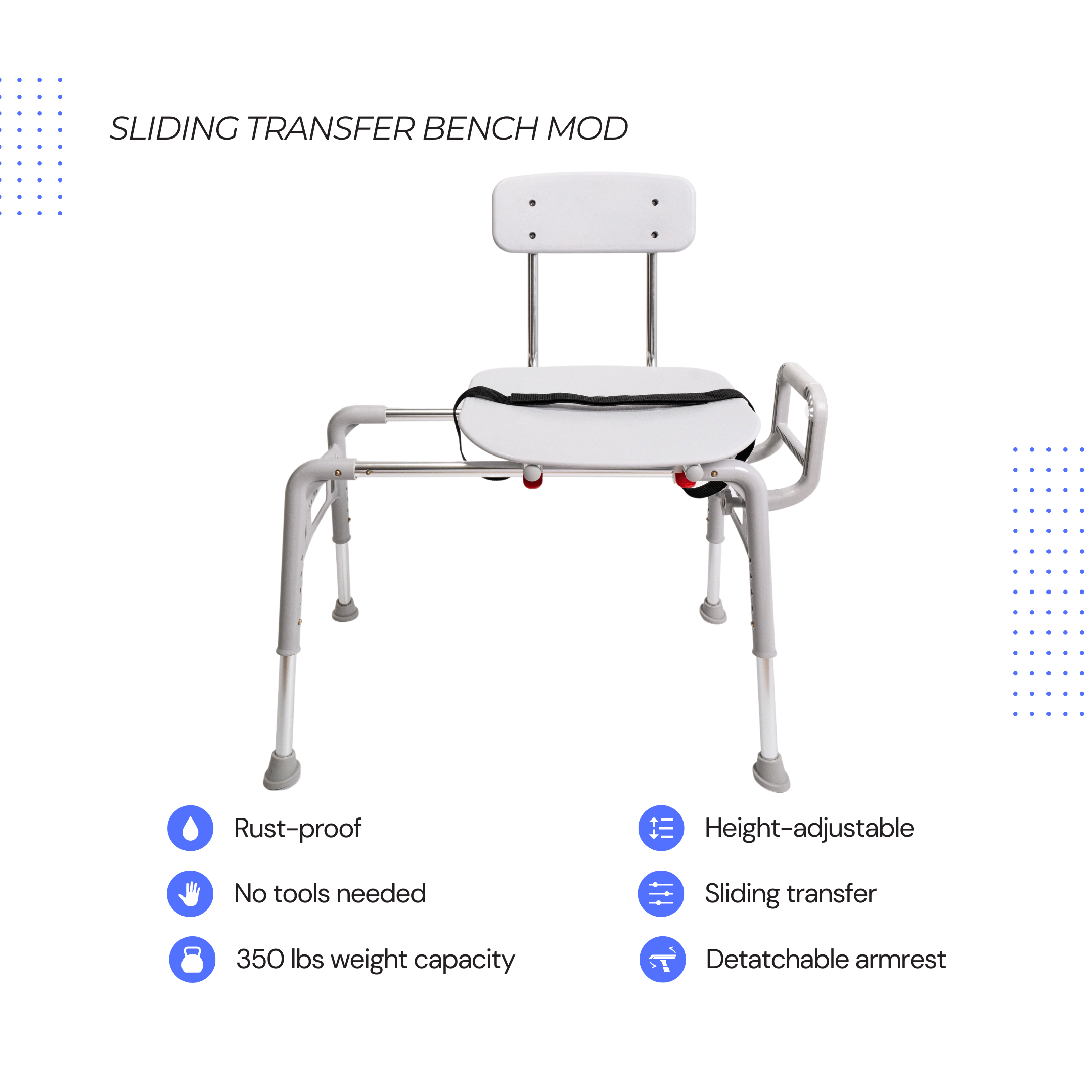 Eagle Health Supplies Sliding Tub Transfer Bench - MOD Series (80211)