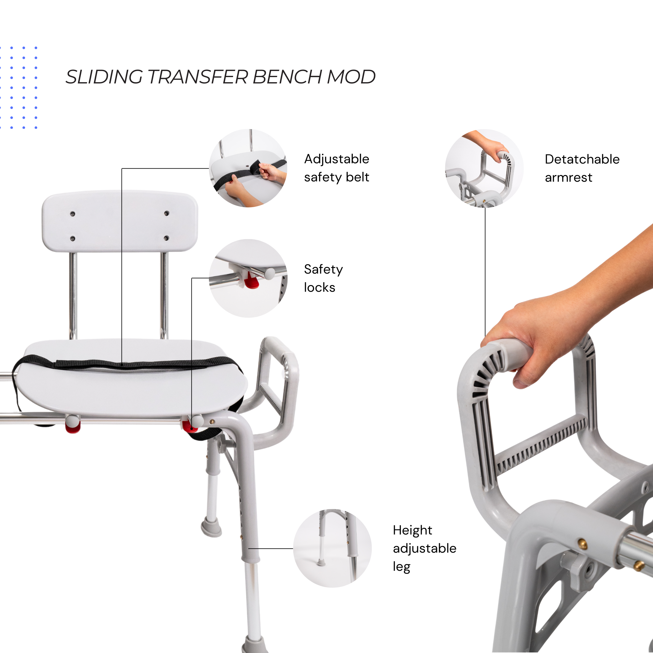 Eagle Health Supplies Sliding Tub Transfer Bench - MOD Series (80211)