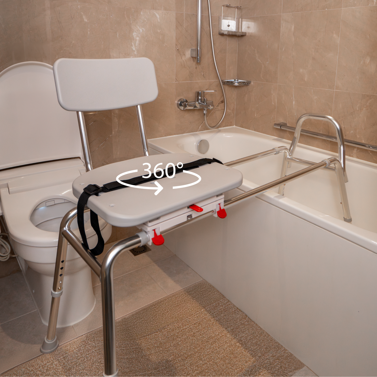 Eagle Health Supplies Sliding Tub Transfer Bench with Swivel Seat, Extra Long, (77692)