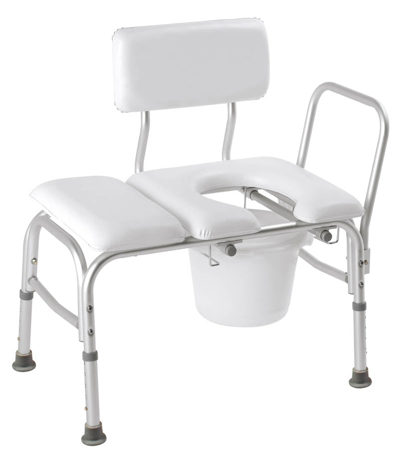 Compass Health Carex Deluxe Padded Transfer Bench with Opening & Bucket