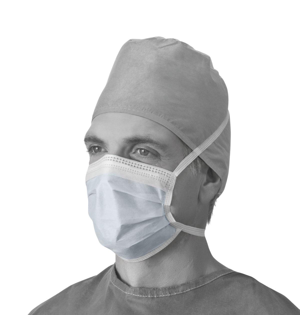 Medline ASTM Level 1 Surgical Face Mask with Anti-Fog and Ties