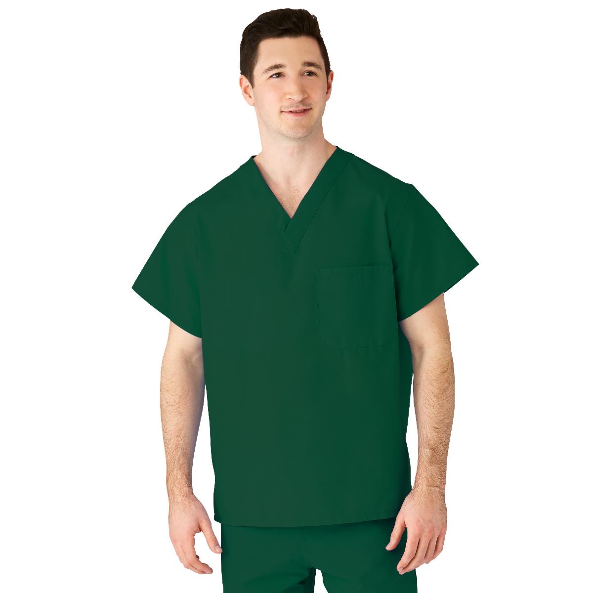 Medline AngelStat Unisex Reversible Scrub Tops with Angelica CC - Hunter (Style 610)