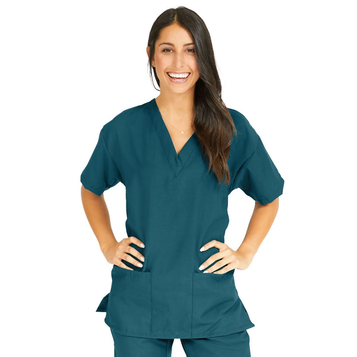 Medline PerforMAX Women's V-Neck Tunic Scrub Top with 2 Pockets