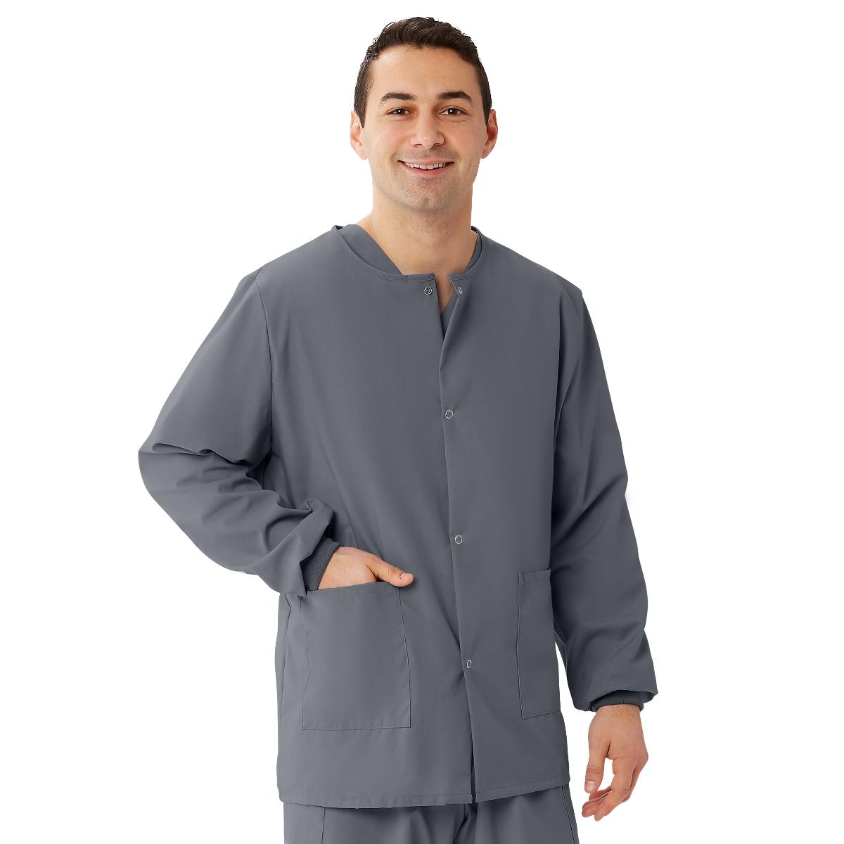 Medline AngelStat Style 849 Unisex Scrub Jackets - Charcoal