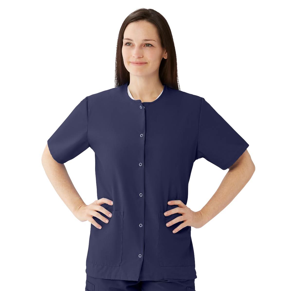 Medline Women's Snap-Front Jewel-Neckline Scrub Tops