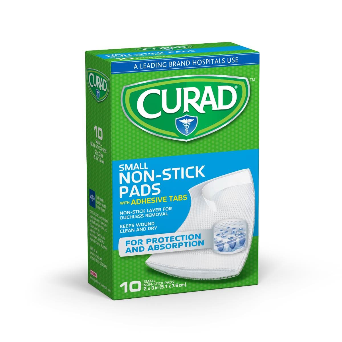 Medline CURAD Sterile Nonstick Pads with Adhesive Tabs