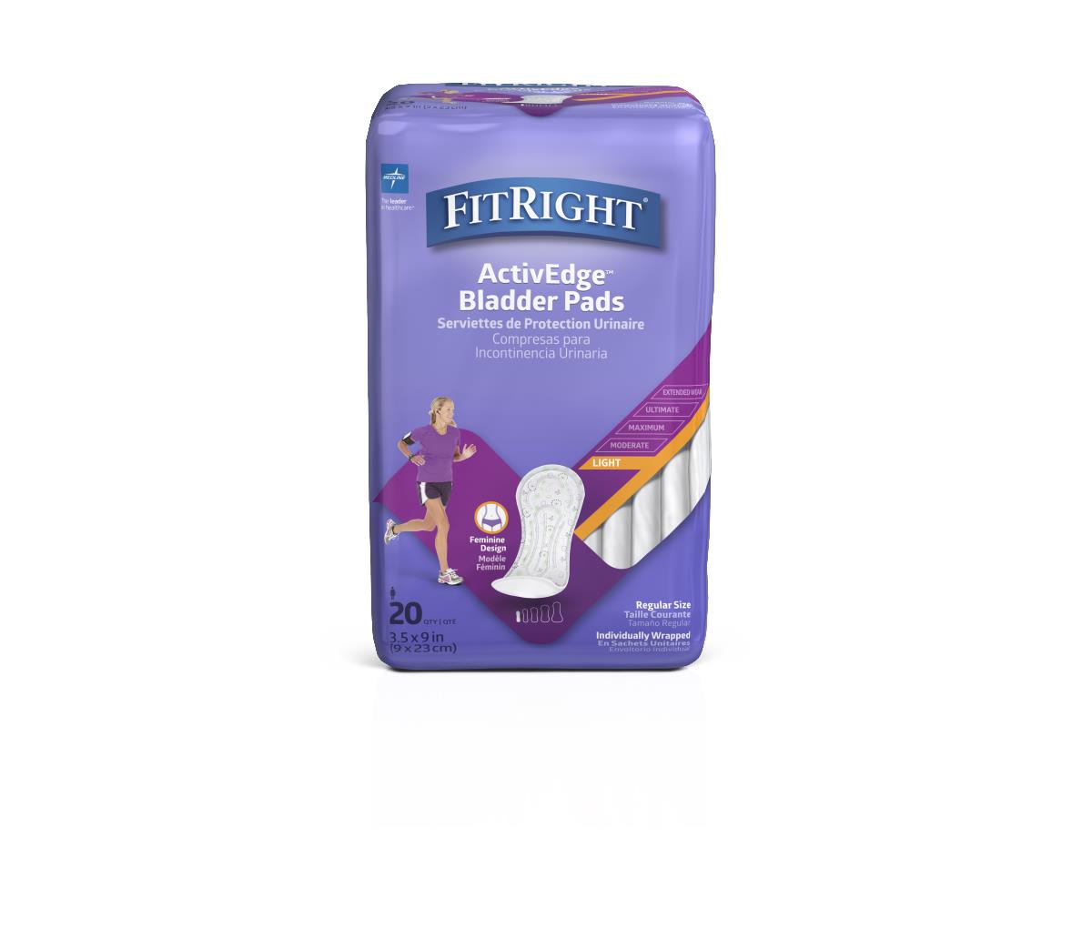 Medline FitRight ActivEdge Women's Bladder Control Pads