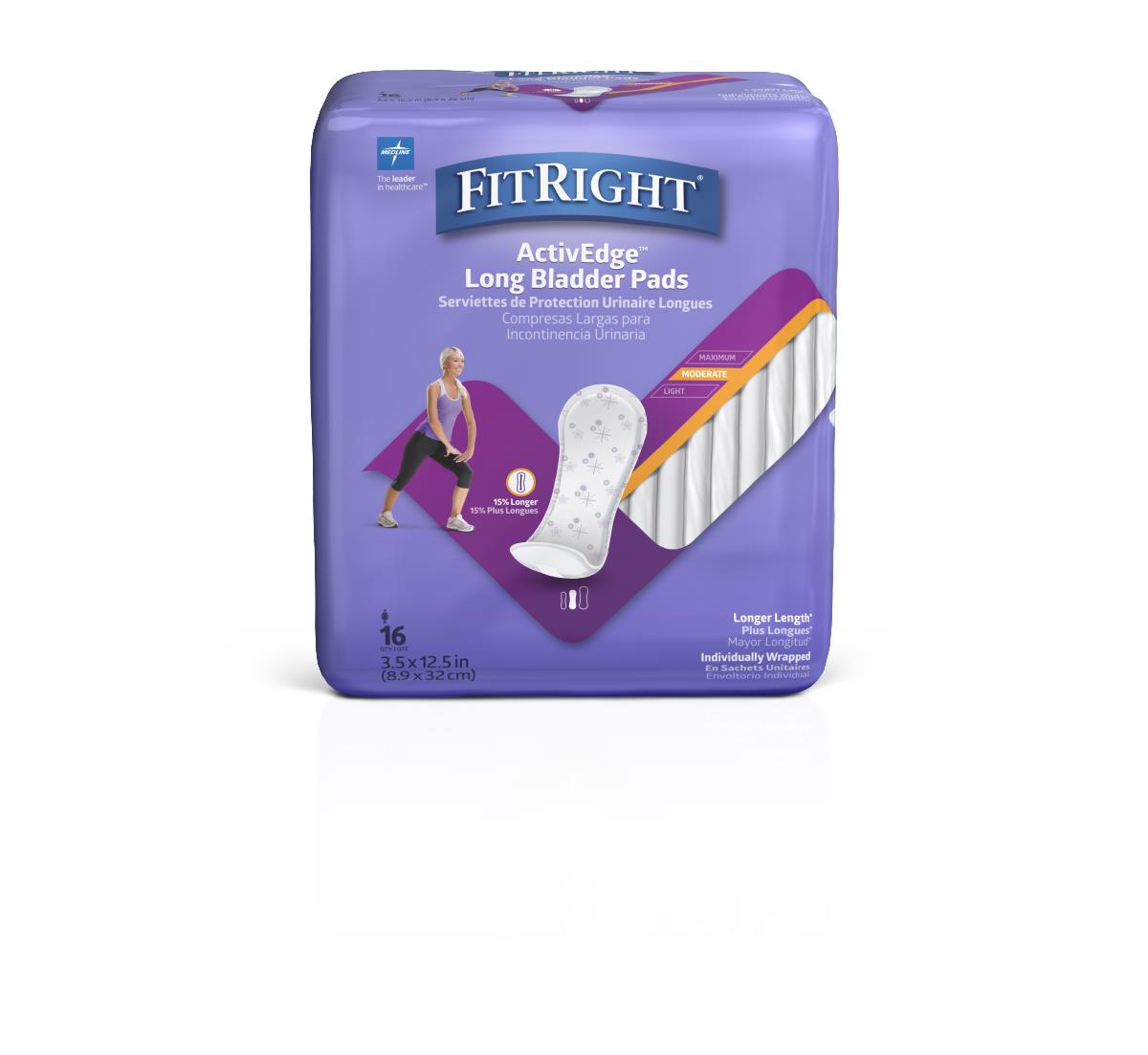 Medline FitRight ActivEdge Women's Bladder Control Pads