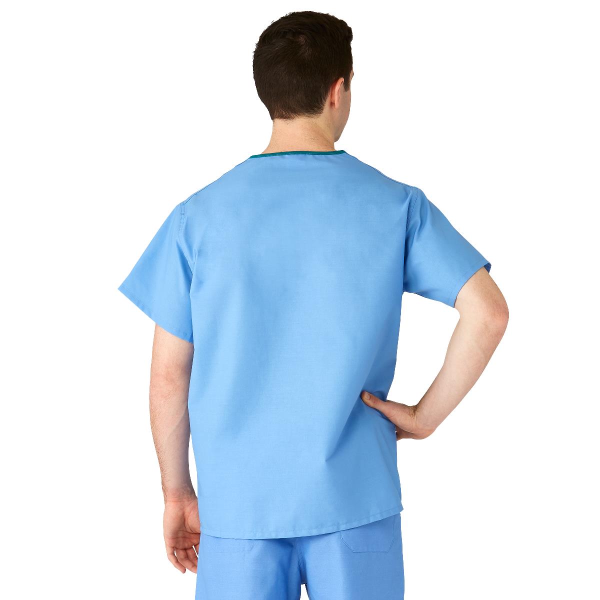Medline AngelStat Unisex Reversible Scrub Tops with Angelica CC - Ceil Blue (Style 610)