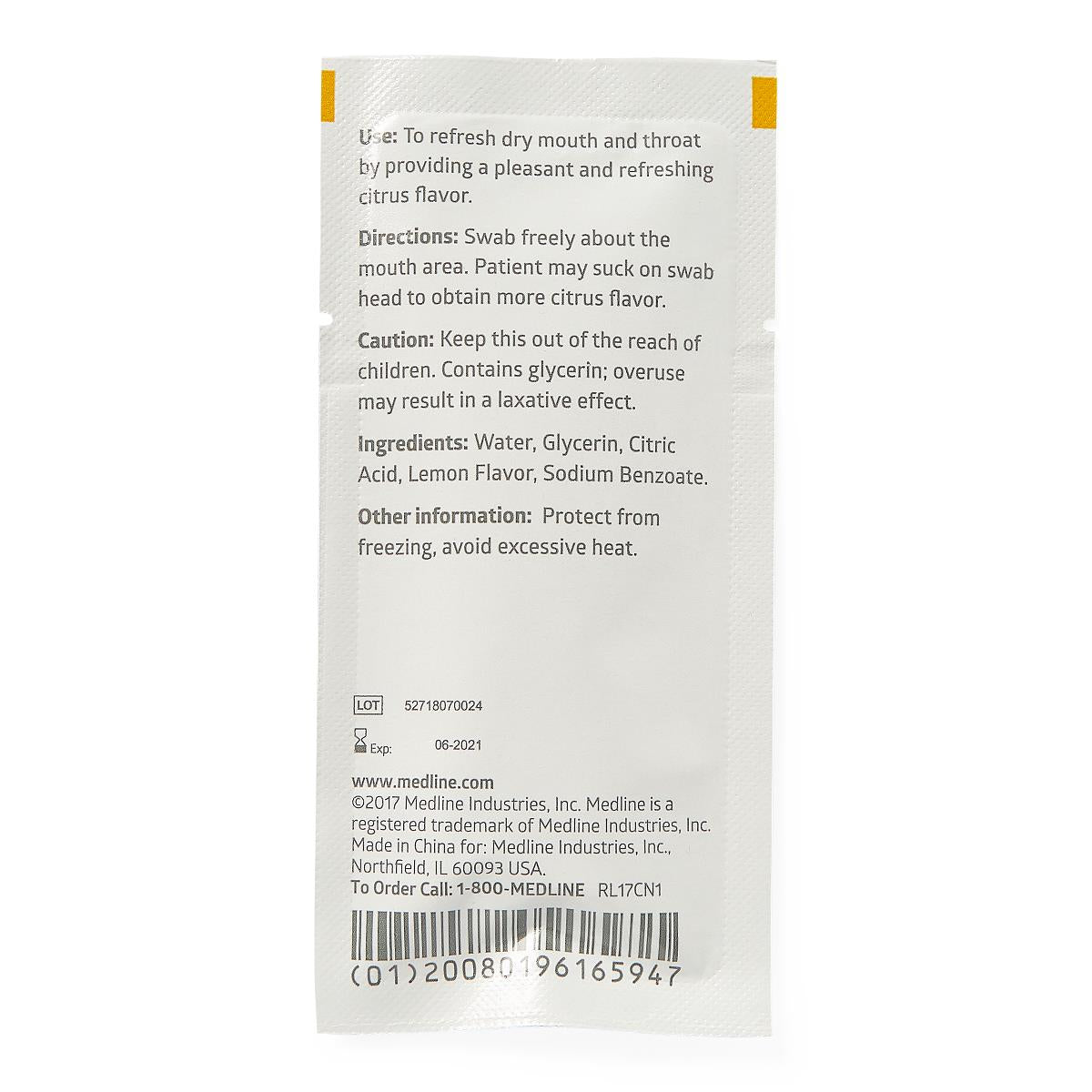 Medline Lemon Glycerin Swabsticks