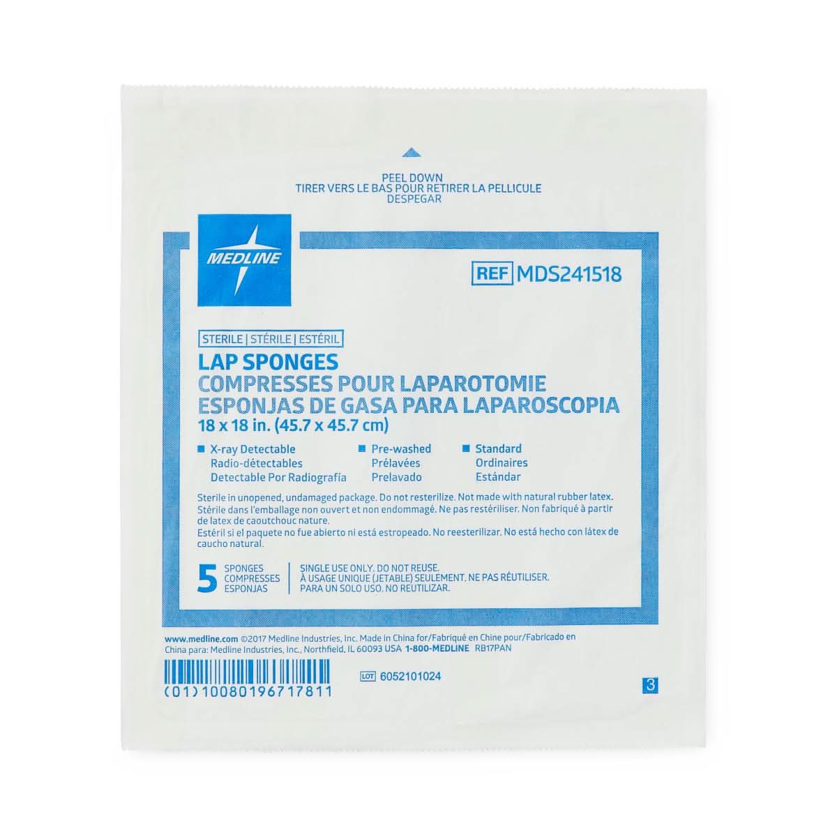 Medline Sterile X-Ray Detectable Lap Sponges