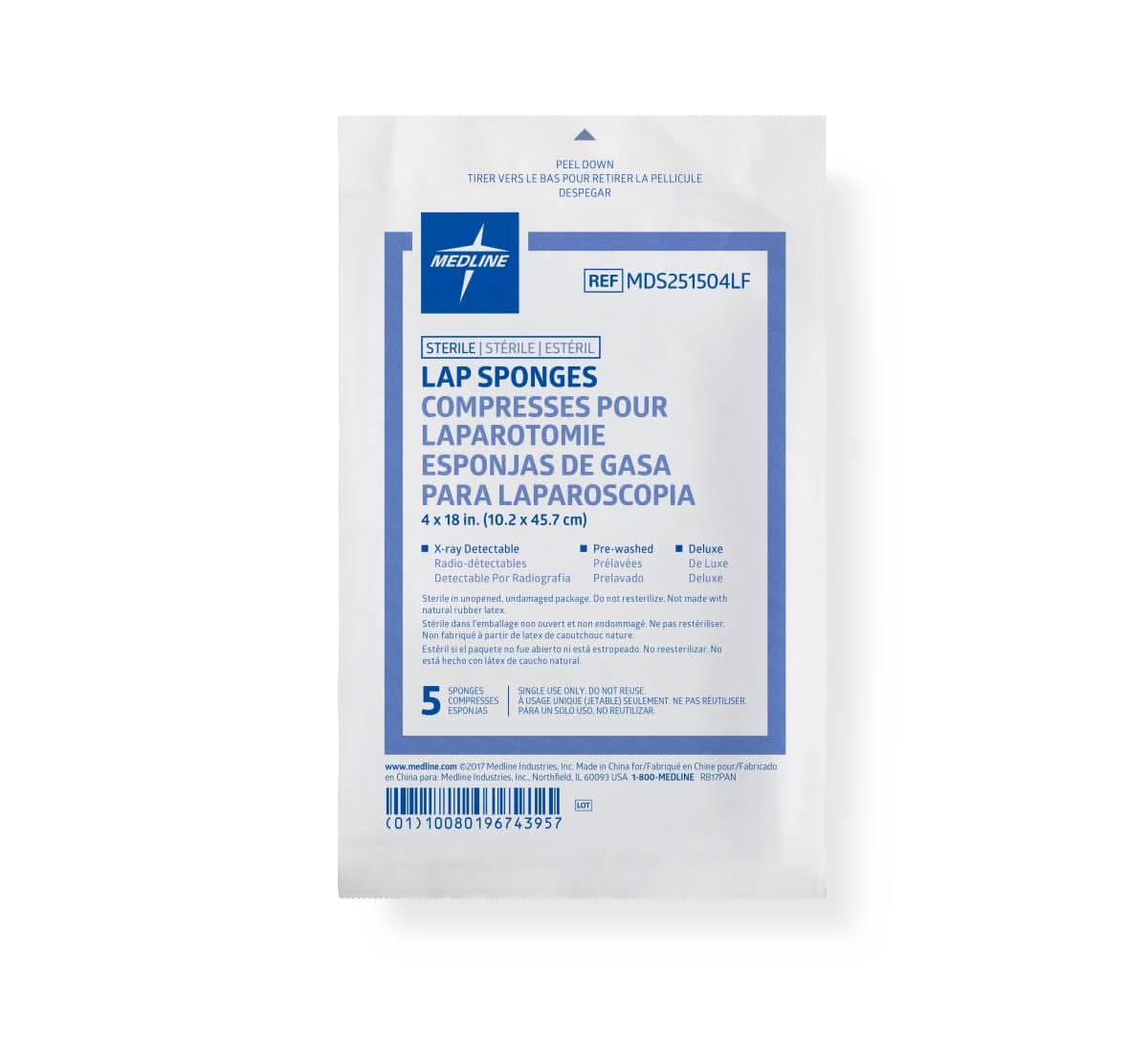 Medline Sterile X-Ray Detectable Lap Sponges