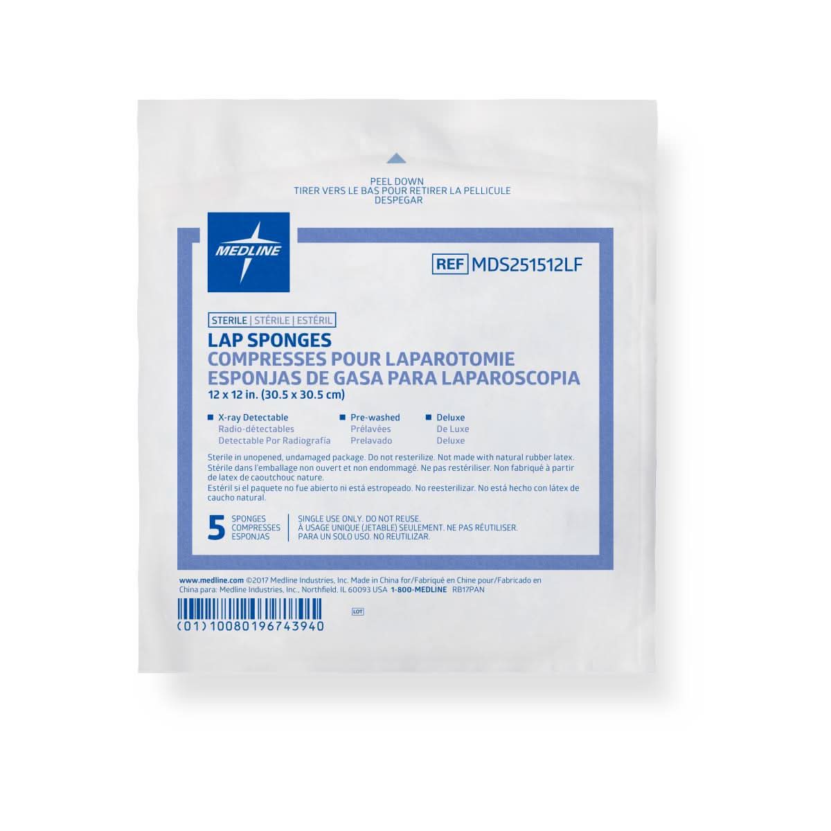 Medline Sterile X-Ray Detectable Lap Sponges