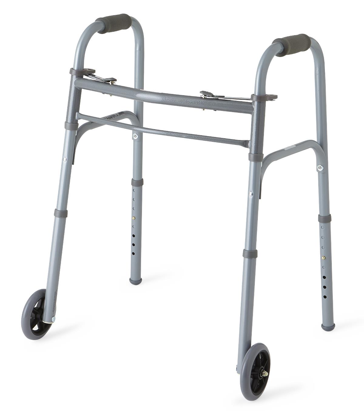 Medline Youth Two-Button Folding Walkers with 5" Wheels