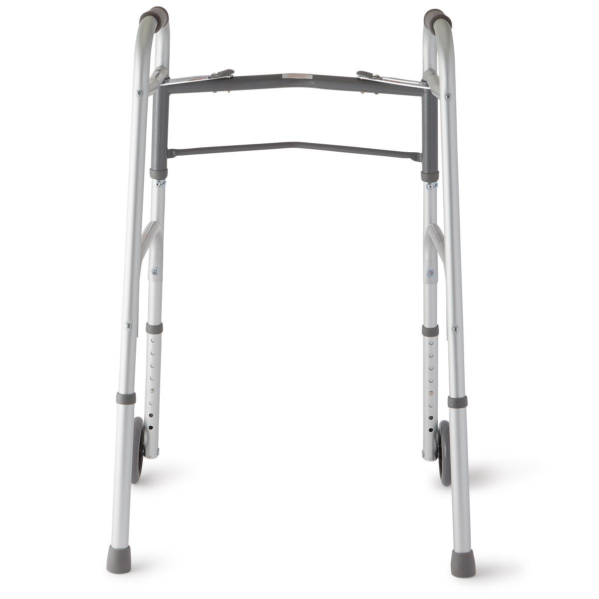 Medline Two-Button Folding Walkers with 5" Wheels