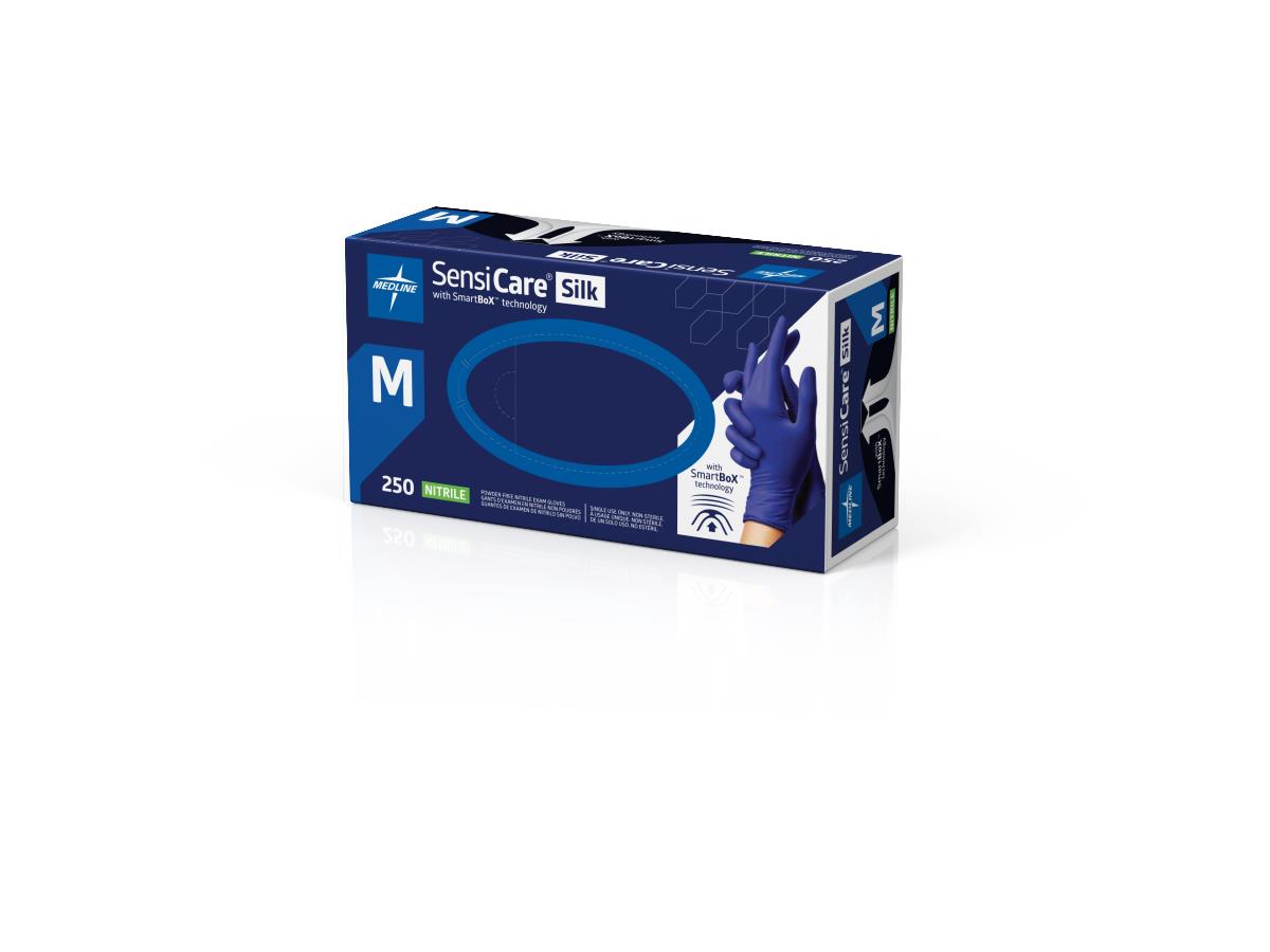 Medline SensiCare Silk Nitrile Exam Gloves with SmartBoX Design