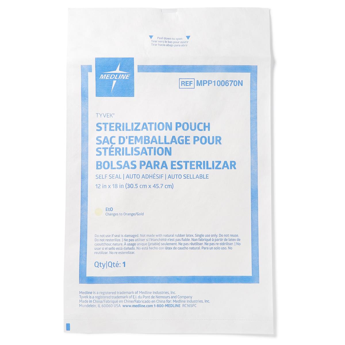 Medline Self-Seal Tyvek Sterilization Pouches for Low Temperatures