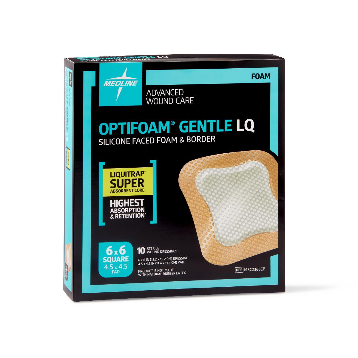 Medline Optifoam Gentle LQ Silicone-Faced Foam Wound Dressings