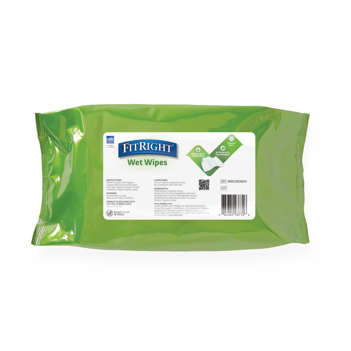 Medline FitRight Aloe Personal Cleansing Wipes