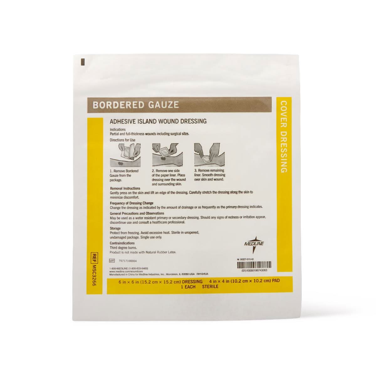 Medline Bordered Gauze Adhesive Island Wound Dressing