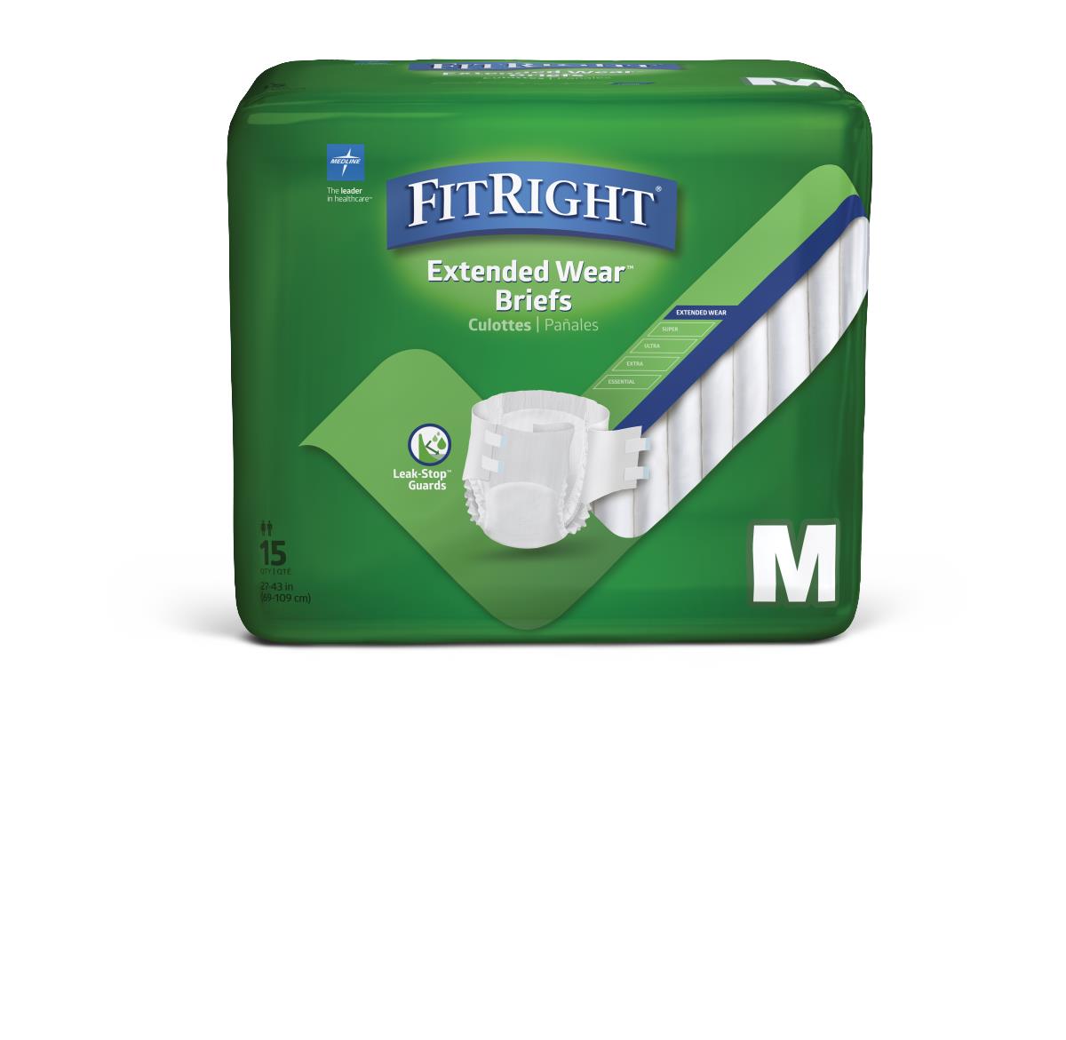Medline FitRight Extended Wear High-Capacity Adult Incontinence Briefs