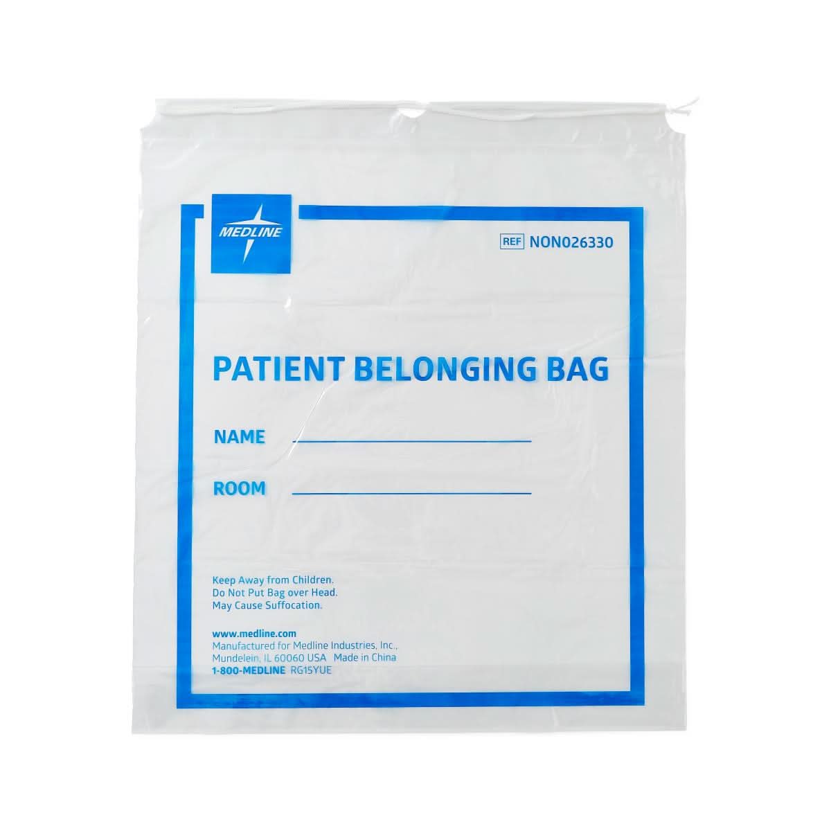 Medline Plastic Patient Belongings Bags with Drawstring