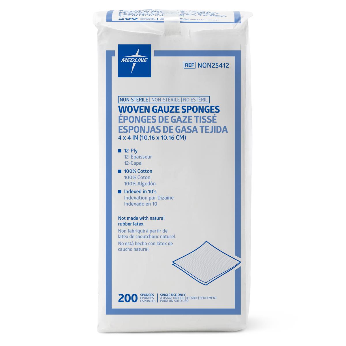 Medline Nonsterile 100% Cotton Woven Gauze Sponges