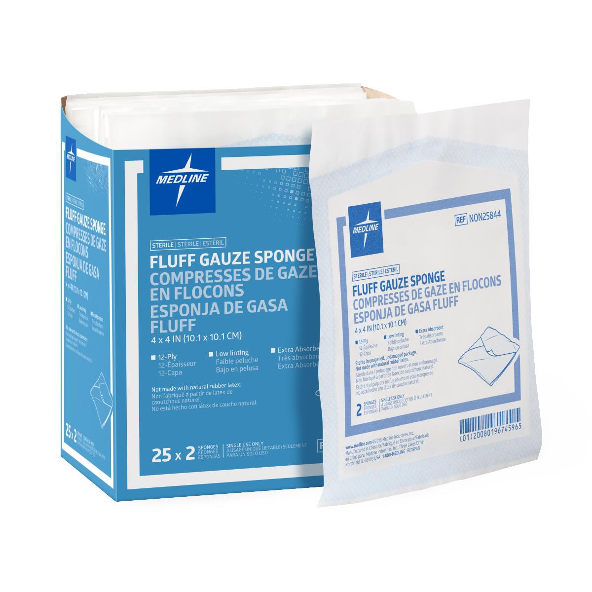 Medline Bulkee II Sterile Extra Absorbent Super Fluff Sponge