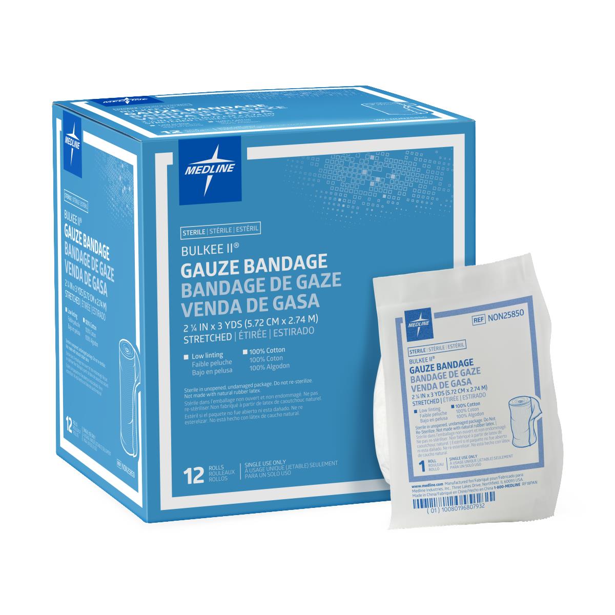 Medline Bulkee II Sterile Cotton Gauze Bandages