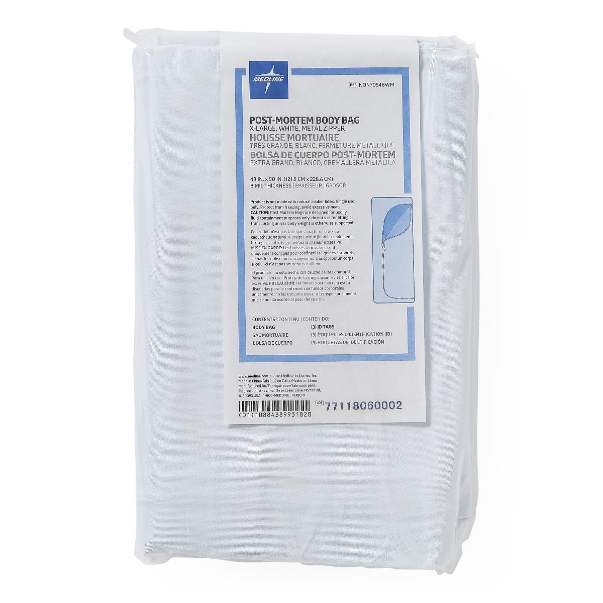 Medline Adult Body Bags with ID Toe Tags