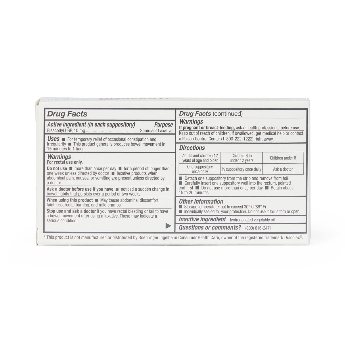 Medline MAJOR Bisacodyl Stimulant Laxative Suppositories