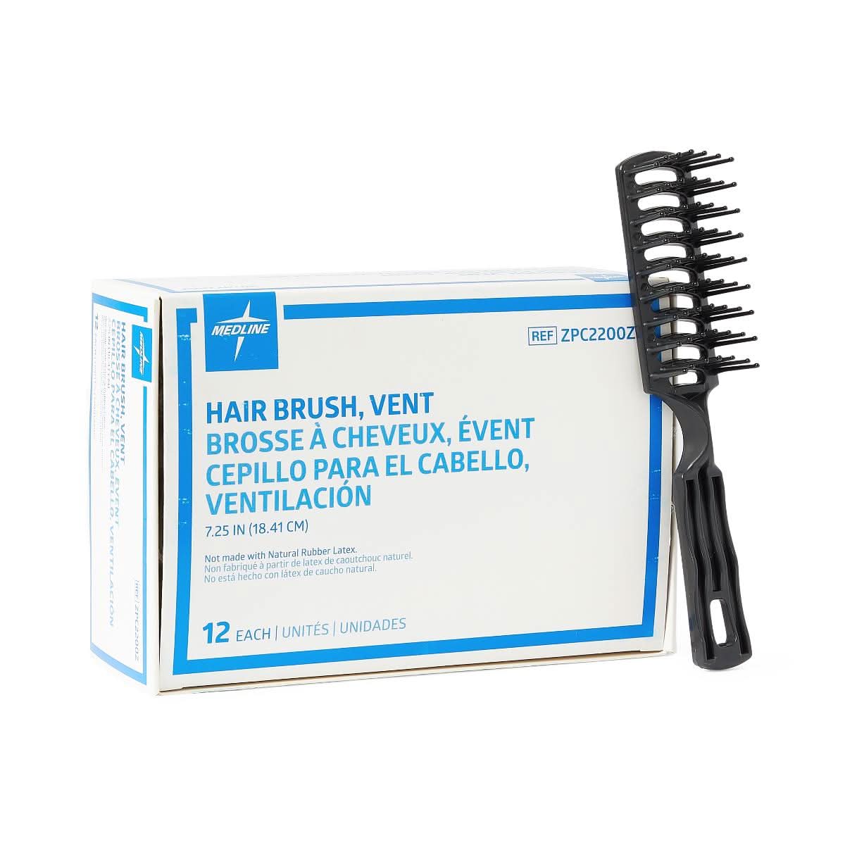 Medline Polyethylene Hair Brushes with Nylon Bristles
