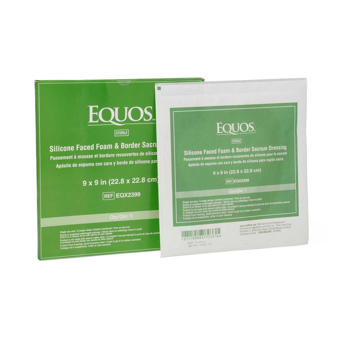 Medline EQUOS 5-Layer Square Foam Wound Dressings with Silicone Adhesive