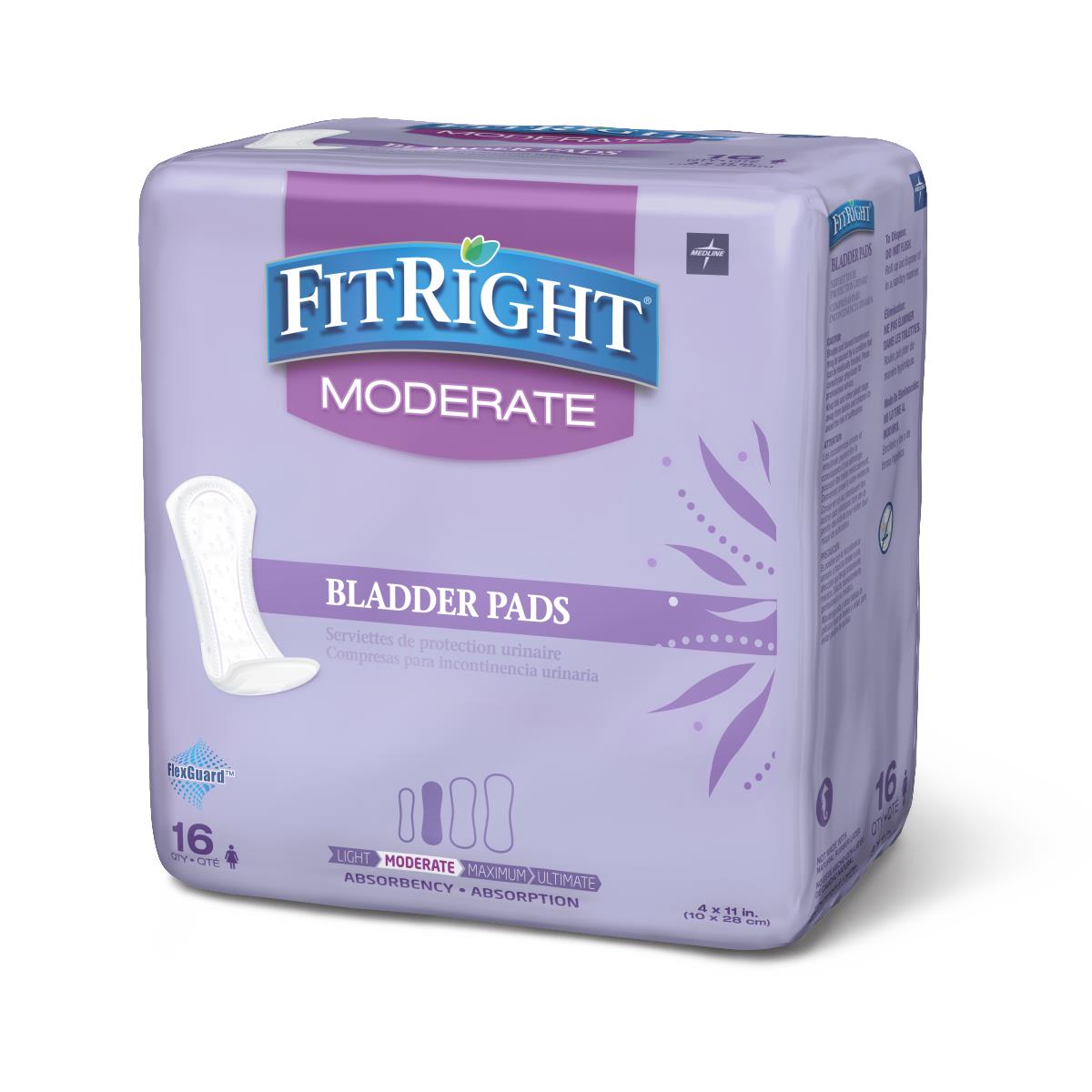 Medline FitRight ActivEdge Women's Bladder Control Pads