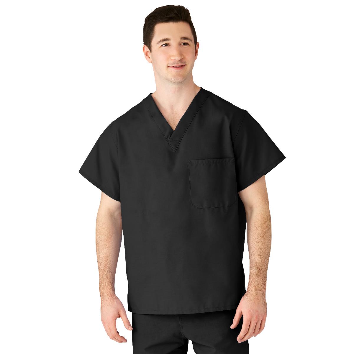 Medline AngelStat Unisex Reversible Scrub Tops with Angelica CC - Black (Style 610)