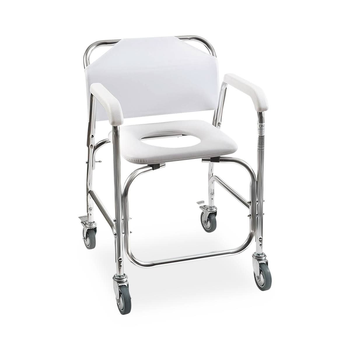 Medline Padded DMI Rolling Shower and Commode Transport Chair with Wheels