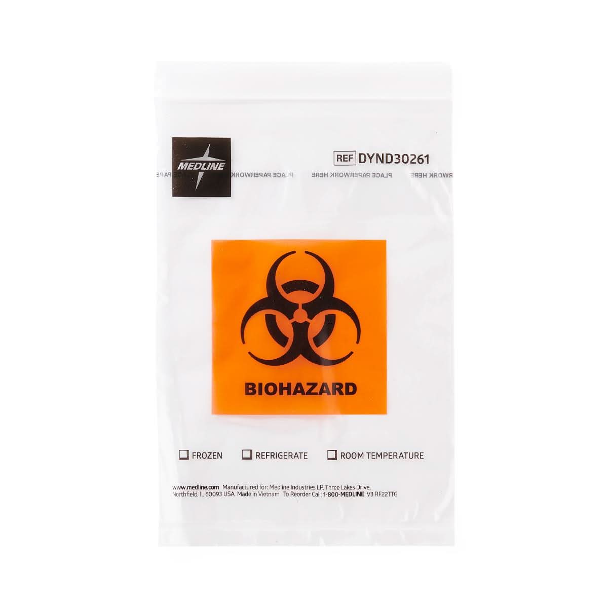 Medline Zip-Style Biohazard Specimen Bags