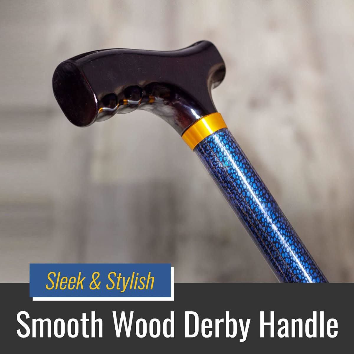 Medline DMI Wood Derby-Top Lightweight Adjustable Canes