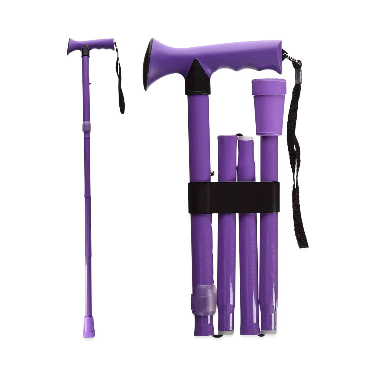 Medline Adjustable Folding Walking Stick with Soft Comfort Grip