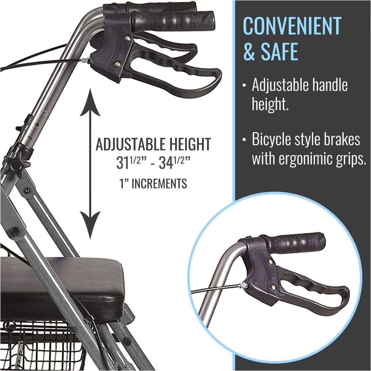 Medline DMI Ultra Lightweight Hemi Aluminum Rollator