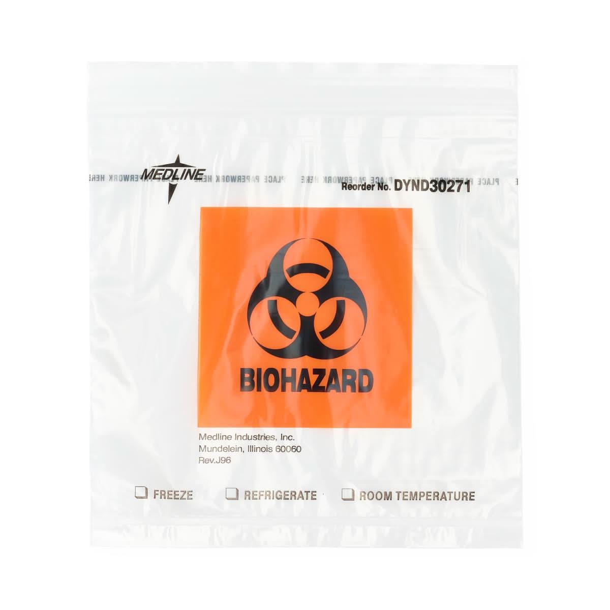 Medline Zip-Style Biohazard Specimen Bags