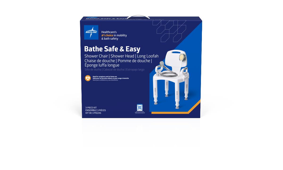 Medline Bathe Safe and Easy Kits for Caregivers with Shower Chair
