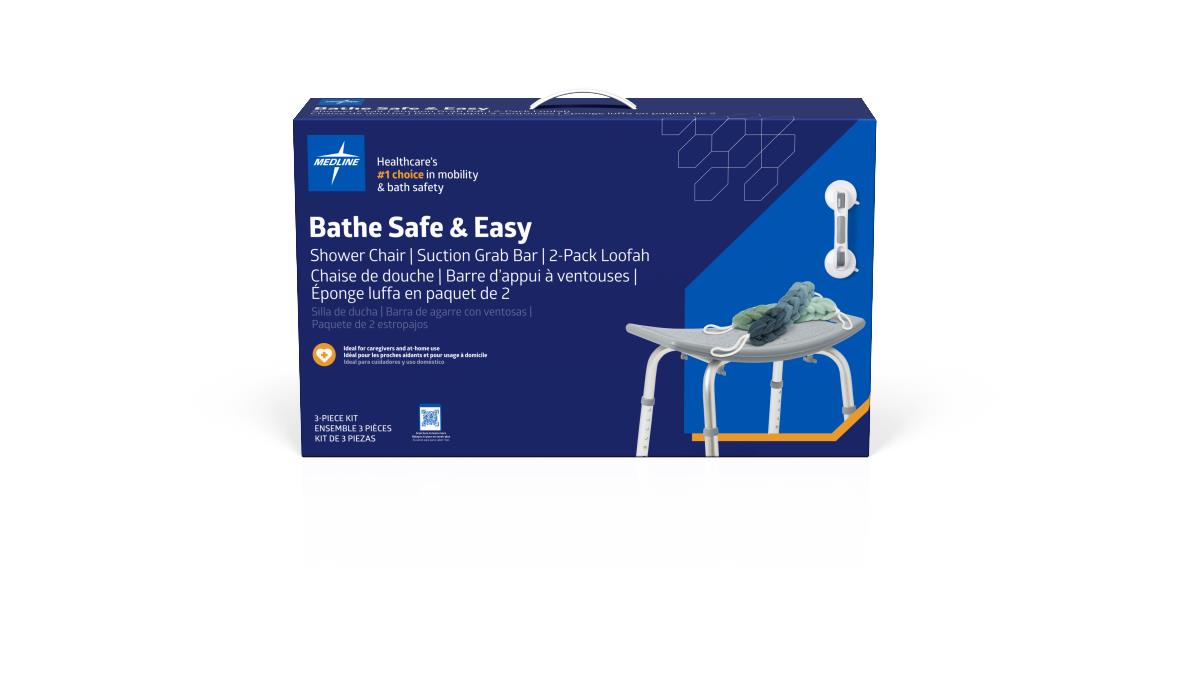 Medline Bathe Safe and Easy Kits for Caregivers with Shower Chair