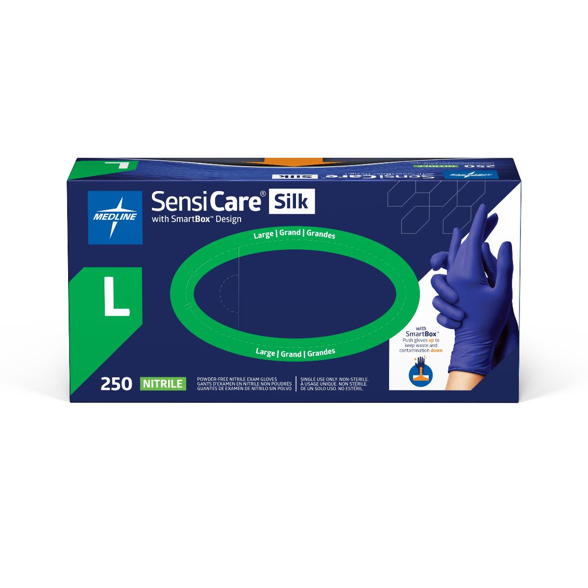 Medline SensiCare Silk Nitrile Exam Gloves with SmartBoX Design