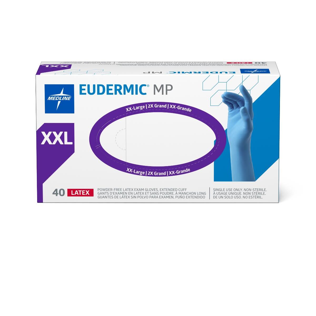 Medline Eudermic MP High-Risk Powder-Free Latex Exam Gloves