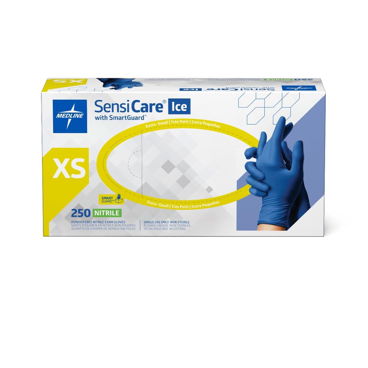 Medline SensiCare Ice Blue Nitrile Exam Gloves