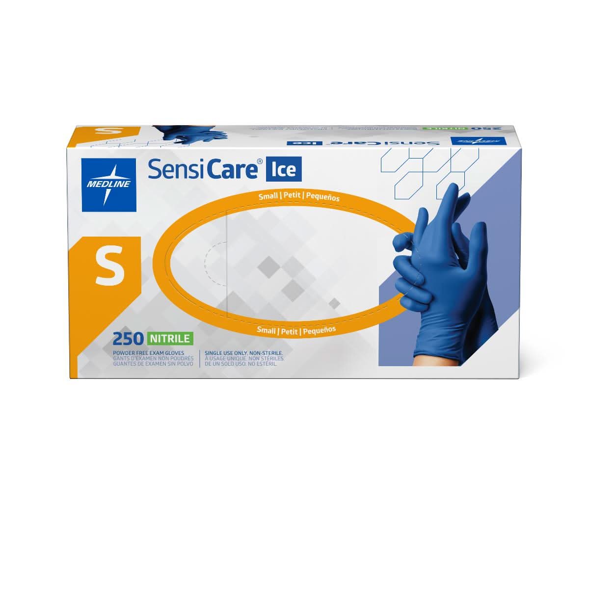 Medline SensiCare Ice Blue Nitrile Exam Gloves