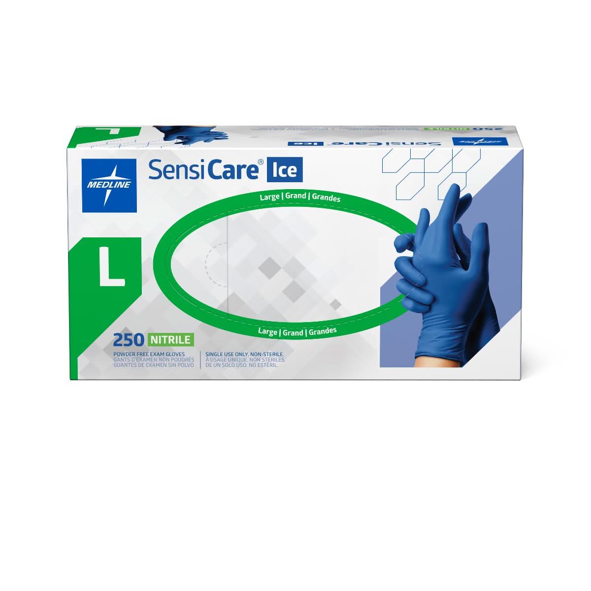 Medline SensiCare Ice Blue Nitrile Exam Gloves