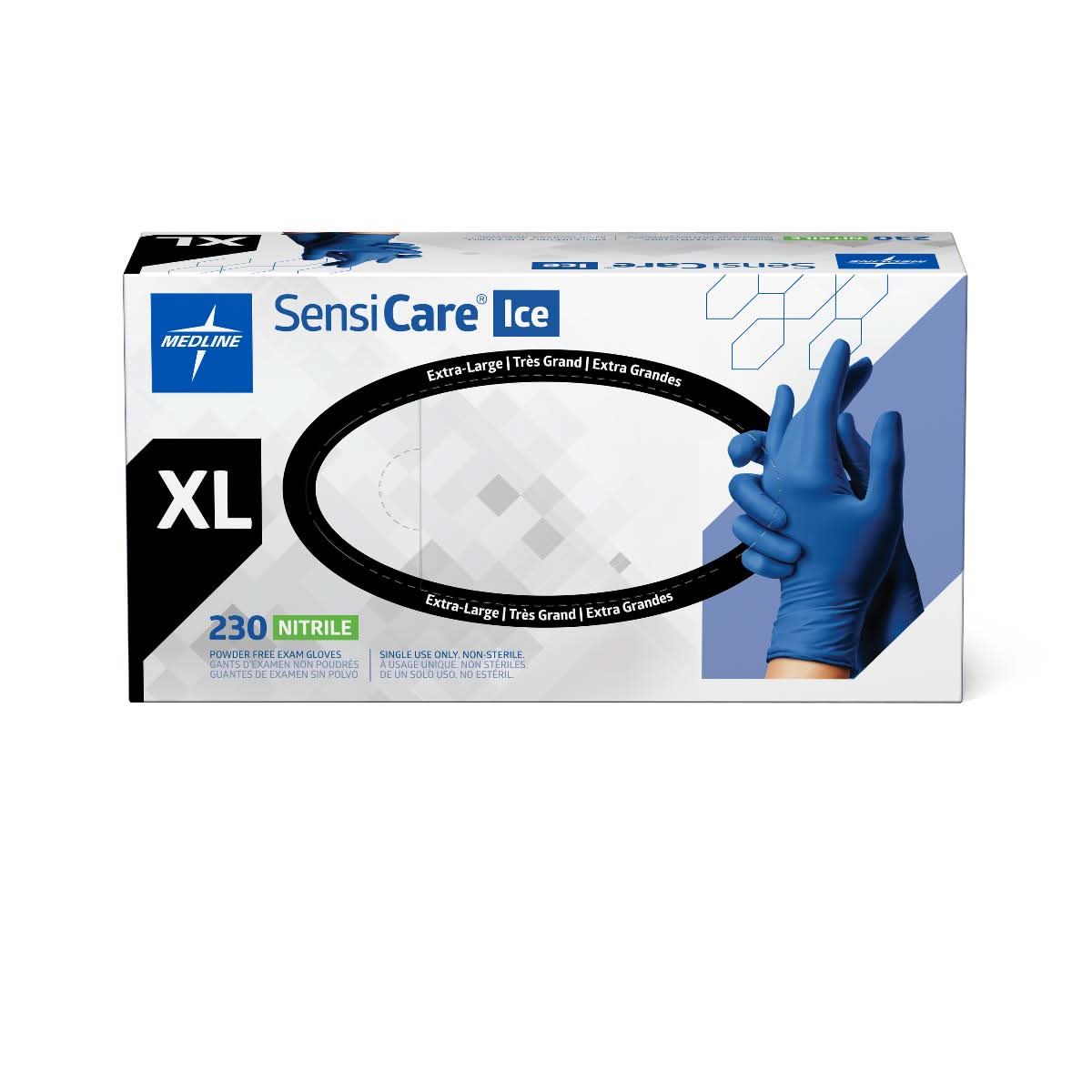 Medline SensiCare Ice Blue Nitrile Exam Gloves